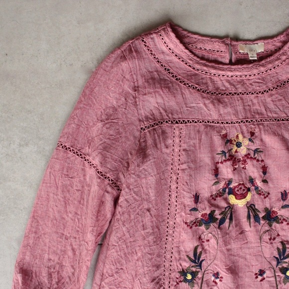 LAST ONE Long Sleeve BOHO Floral Burgundy Dress - Picture 5 of 7